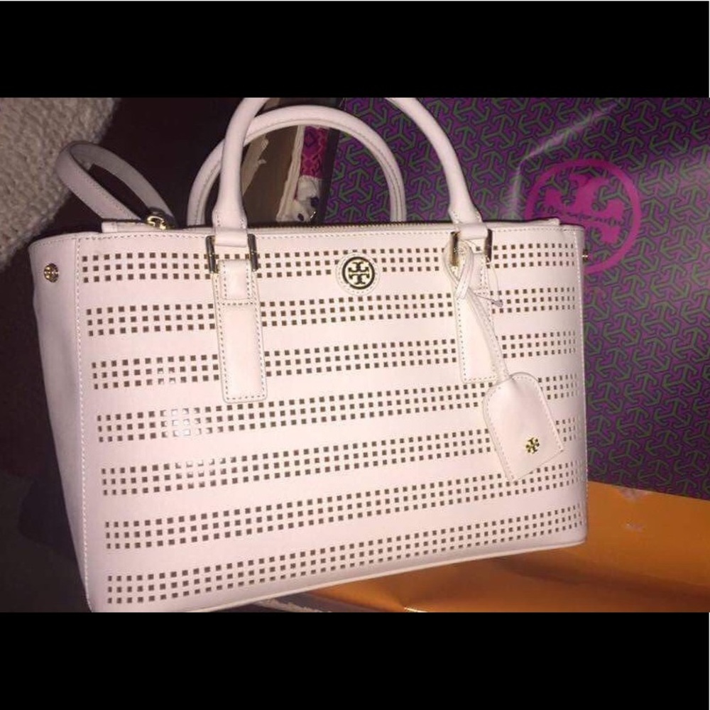 Tory Burch Robinson Perforated Double Zip Tote